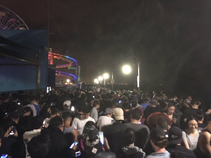 Pokemon Go Crowd at Santa Monica Pier July 2016